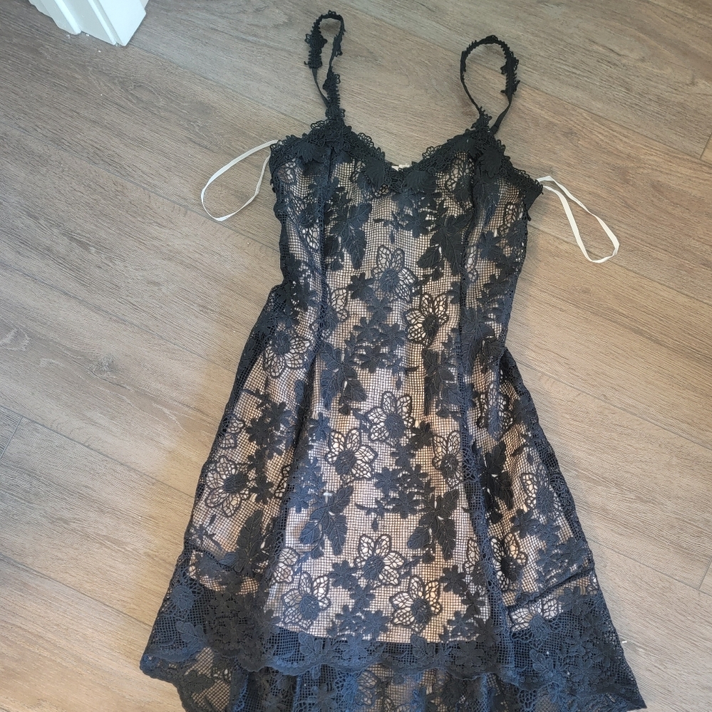 Black Lace High Low Dress